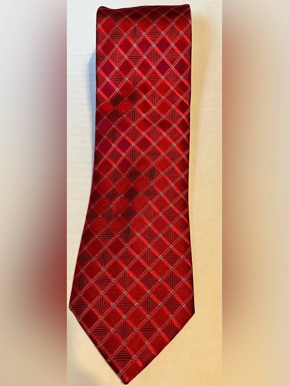 Jones New York Red Plaid Silk-Blend Tie